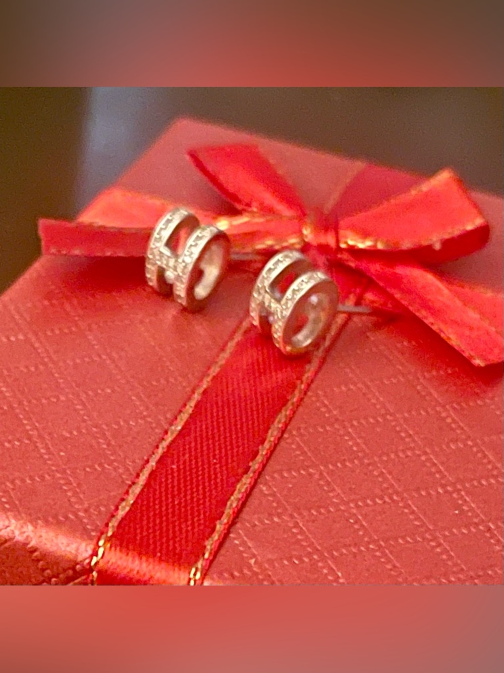 Classic Silver Crystal H Stud Earrings